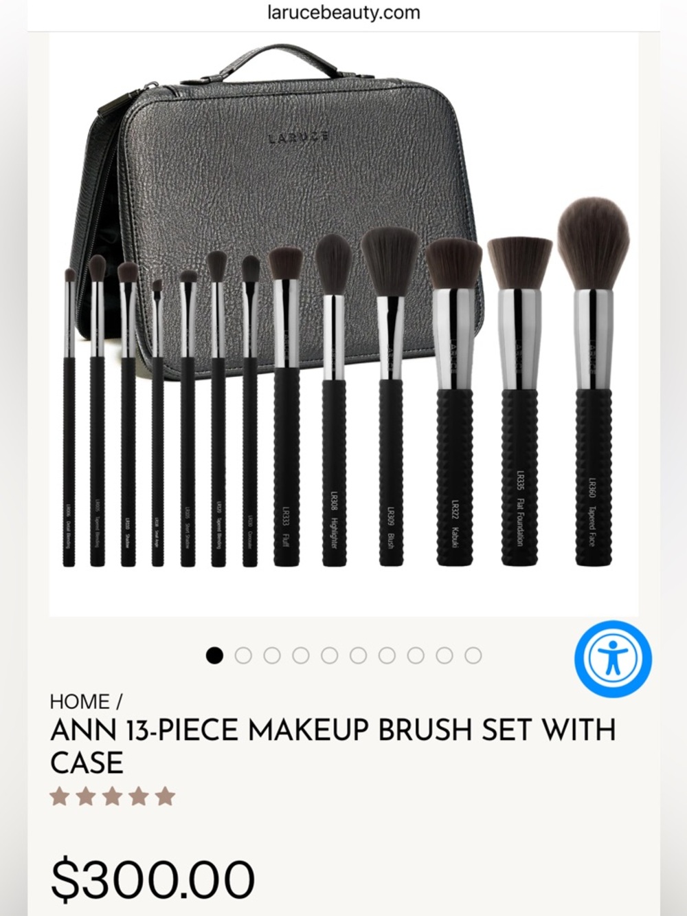 LARUCE Ann 13 Pc Brush Set w/ Case Midnight + 1 Bonus Brush (14 Total) - Picture 11 of 12
